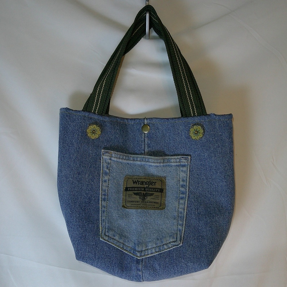 Hippie & Hobo Studios McWrangler Berkin Denim Hand Bag Plaid Lined Upcycled Boho